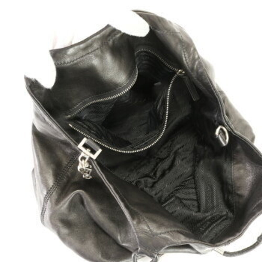 Prada handbag shoulder bag black leather work triangle documents logo tote EFE - Picture 13 of 14